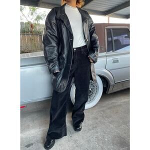 🔥Vintage 90s Pelle New York Milano Classic Seam Leather Jacket Oversized Baggy